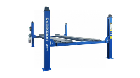 Подъемник 4-стоечный 5 т, c ручной траверсой 3 т N433, для сход-развала, электростопоры, 380 В, синий/серый 4450J_EG/EB(M)